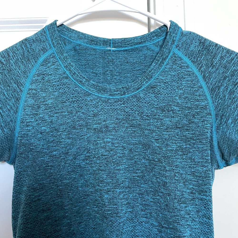 lululemon swiftly tech teal short sleeve shirt size 2